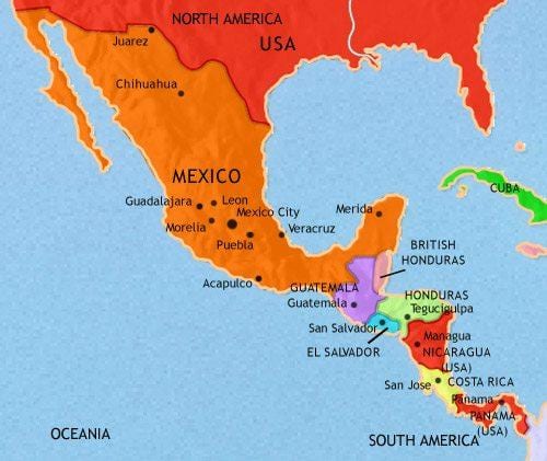 Mexikó-amerikában térkép