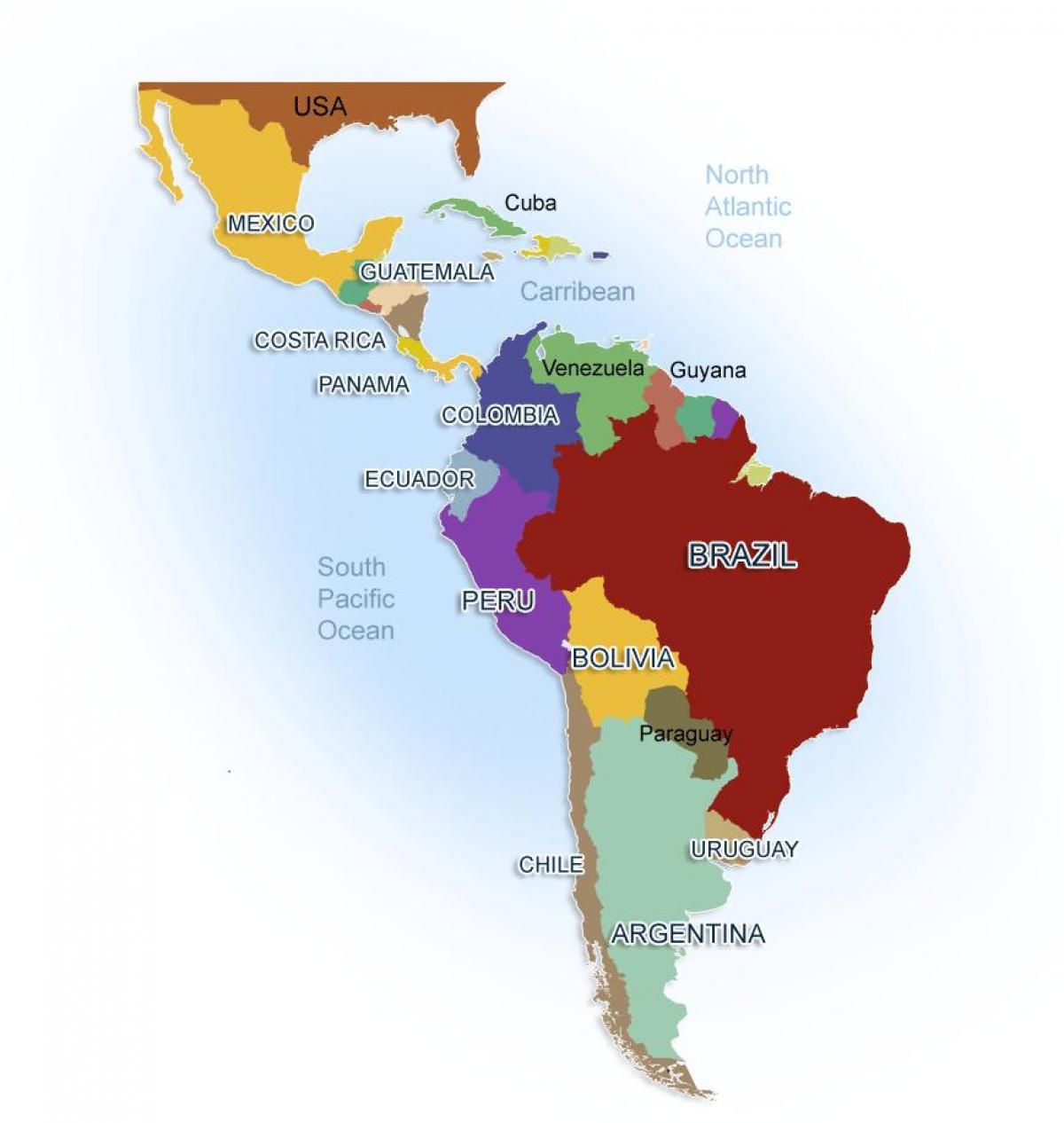 térkép Mexikó, dél-amerika