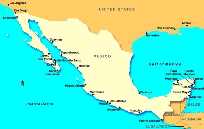 térkép Mexikó cruise port