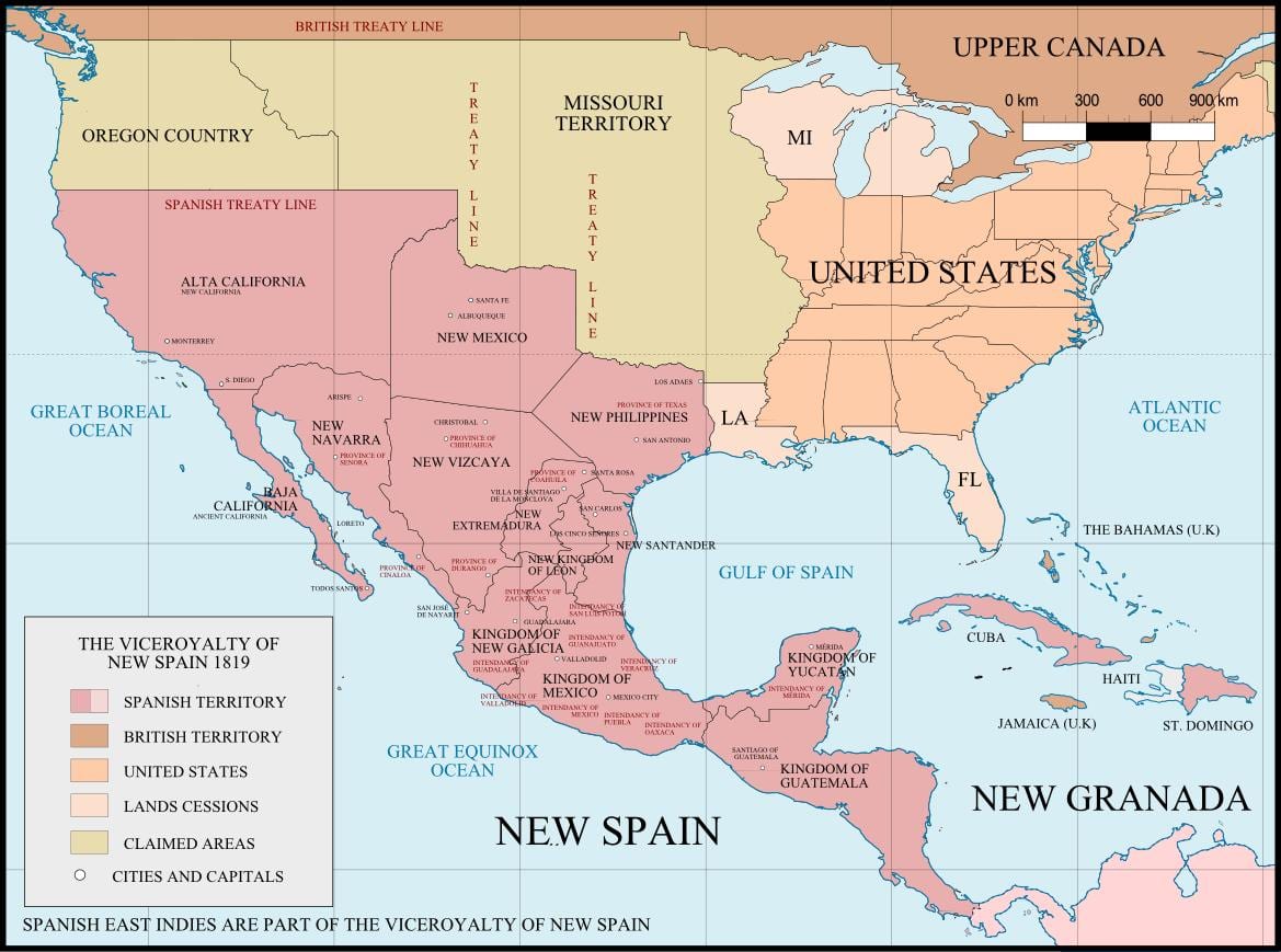 Mexikó 1821 térkép