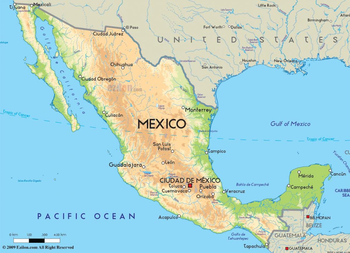 térkép Mexikó