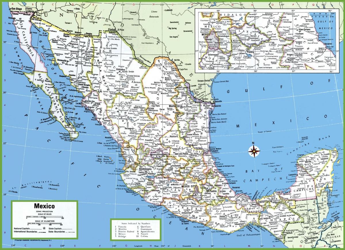 a városok Mexikóban térkép