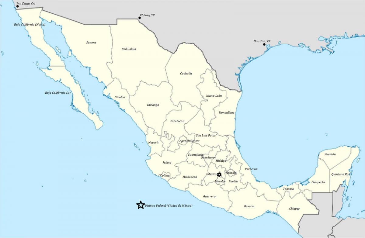 államok, Mexikó térkép