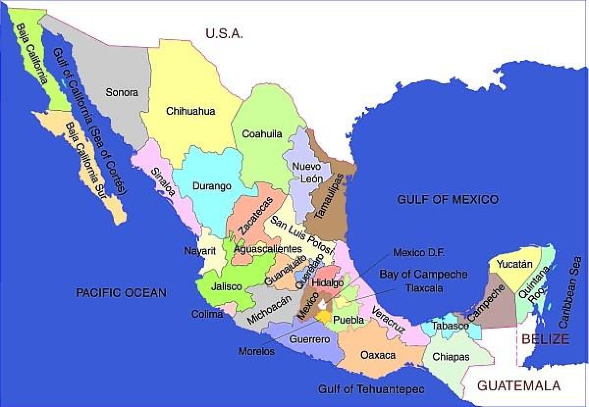 államok Mexikó térkép