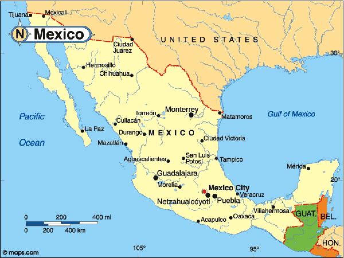 ország Mexikó térkép