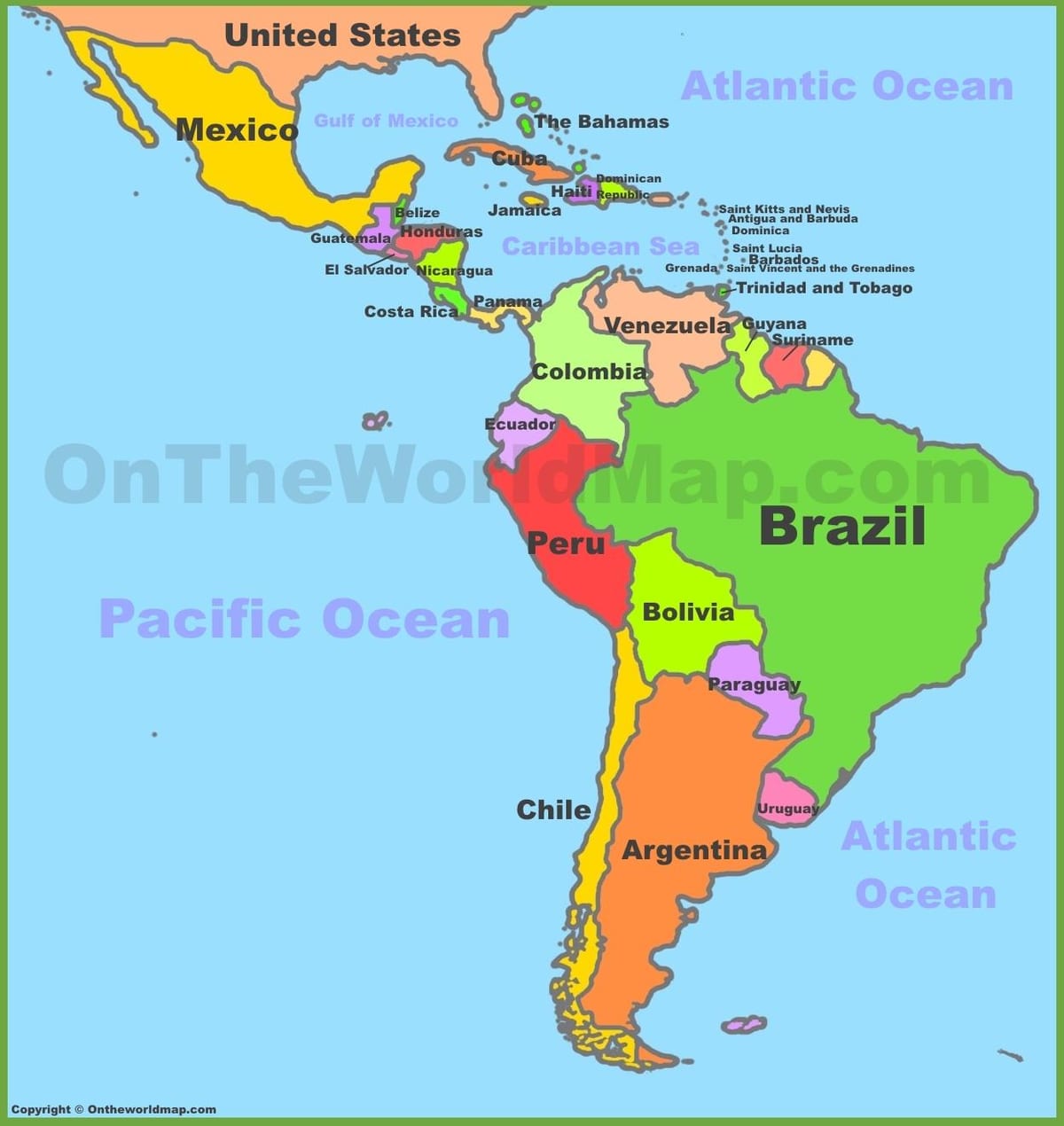 térkép Mexikó dél-amerika