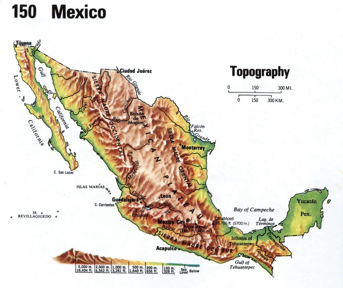 Mexikó topográfiai térkép