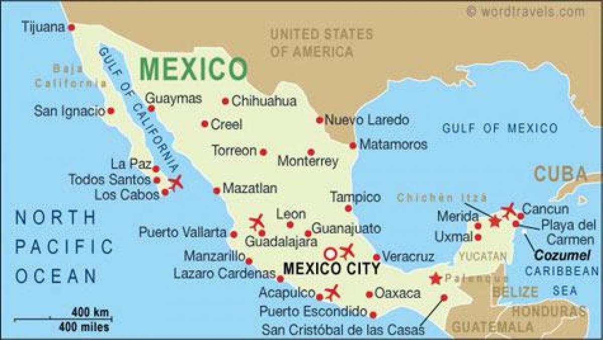 térkép repülőterek Mexikóban