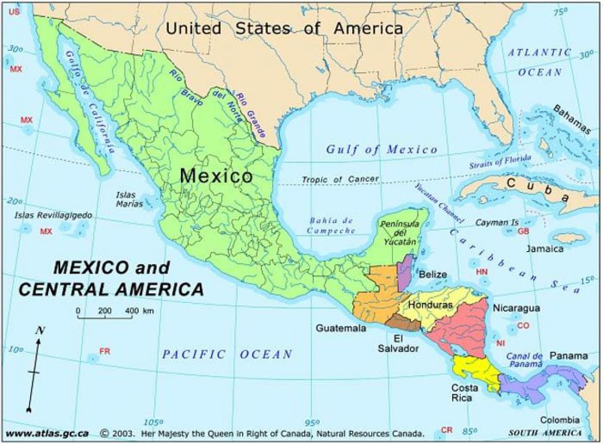 térkép Mexikóban, közép-amerikában.