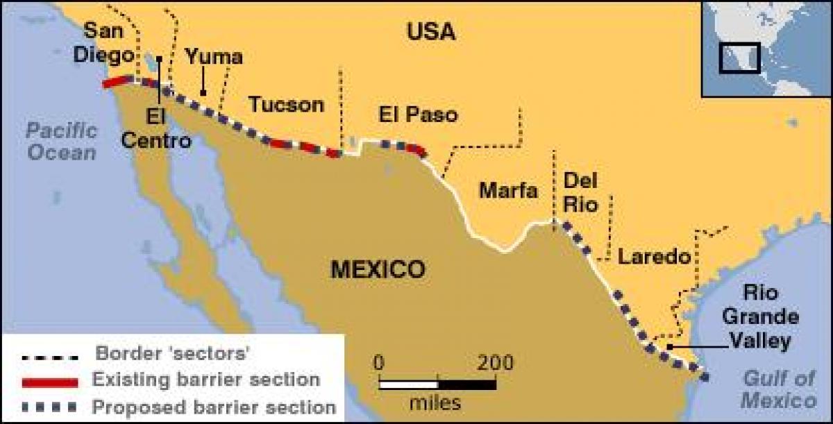térkép a mexikói határ