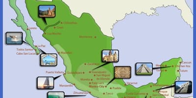 Térkép Mexikó turisztikai célpontok