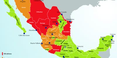 Mexikói utazási tanácsadó térkép