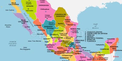 Mexikó térkép államok fővárosait