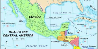 Térkép Mexikóban, közép-amerikában.