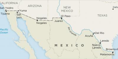 Nekünk, Mexikói határ térkép